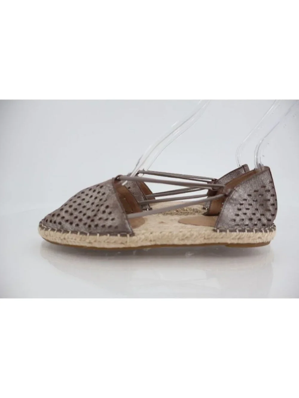 Eileen Fisher Womens Lee Espadrille Flat Size 5.5 Gray Metallic Distress Leather